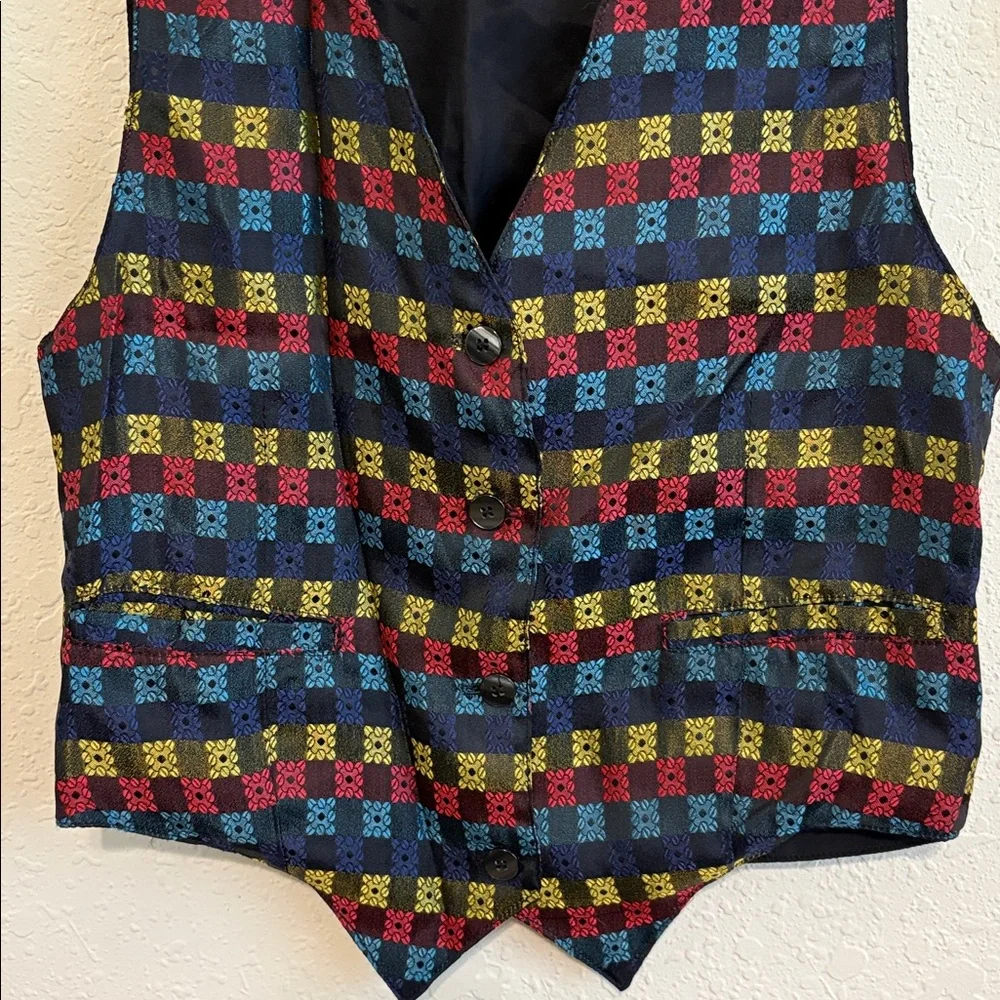 Vintage 80s/90s UnionBay Colorful Checkered Print Vest✨ - Picture 4 of 8